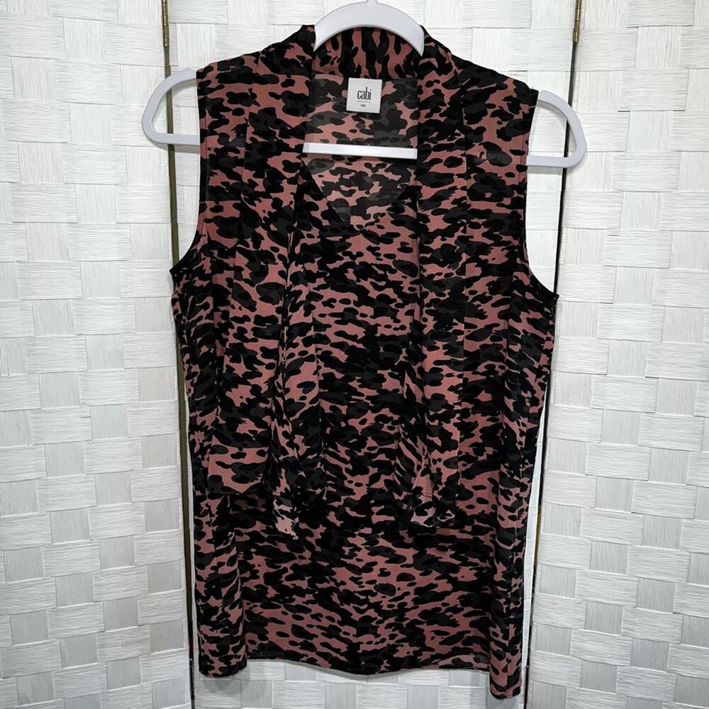Cabi Womens 9 To 5 Blouse In Animal‎ Print Bow Tie Neck 3075 Size Small - Picture 9 of 10